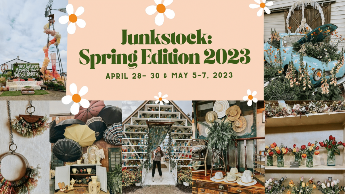 Junkstock merchandise and photo op collage
